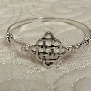 Silver Celtic Knot Bangle Bracelet - Women Jewelry Hook Style Closure